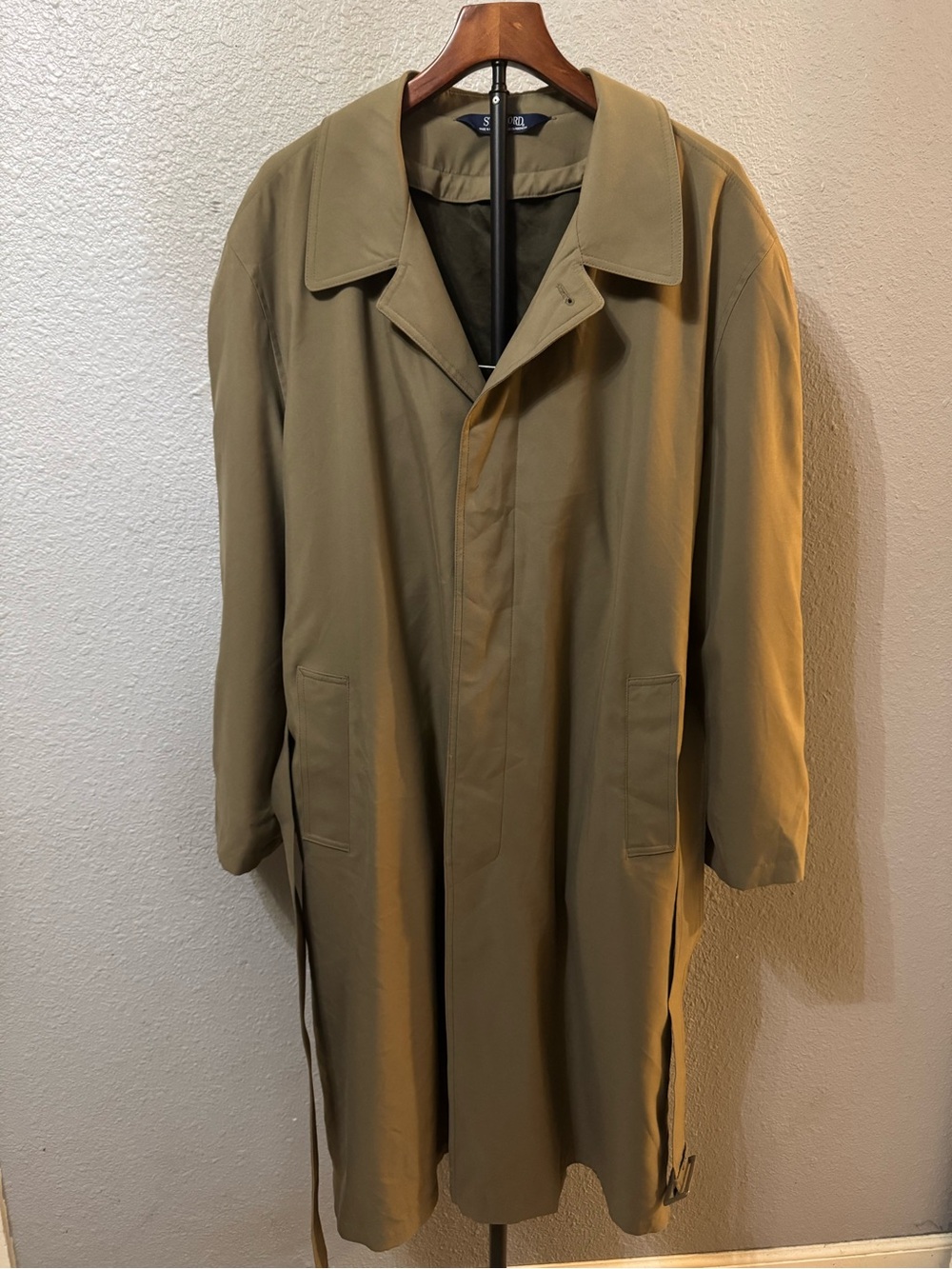 Stafford Men's 42R w/Belt Trench Coat in Dark Khaki